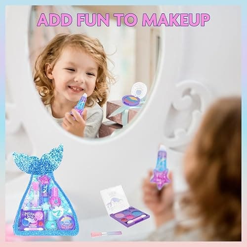Townley Girl Kids Makeup Set in Mermaid Bag, Includes Lip Gloss, Nail Polish, Body Shimmer, Perfect for Birthday Gift, Party Favor, Makeover, Sleepover, for Girls Ages 3+ thumbnail 4