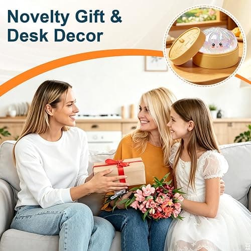 Glitter Dumpling Squishy Toy, Stretchable Squishies Dumpling Squeeze Stress Balls with Food Steaming Box, Fidget Squishy Squeeze Toys for Holiday & Birthday Gifts (White) thumbnail 7