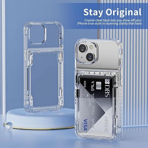 ACANDYA for iPhone 14 Case Wallet iPhone 13 Case Clear with Credit Card Holder ID Card Slot Heavy Duty Protection Shockproof Anti-Scratch Cover for Women Men for iPhone 14/13 6.1 inch Transparent thumbnail 4