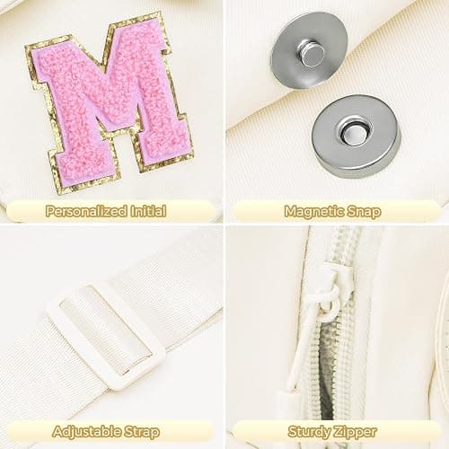 Uygafly Gifts for Girls Kids Toddler,Initial Crossbody Bag Purse Cream,M | Personalized Purse Monogram Fanny Pack Cute Trendy Stuff Birthday Gift thumbnail 7