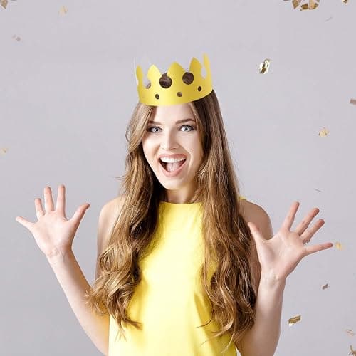 SIQUK 28 Pieces Paper Crowns Golden Party King Crown Paper Birthday Crown Hats Gold Crown for Adults thumbnail 6