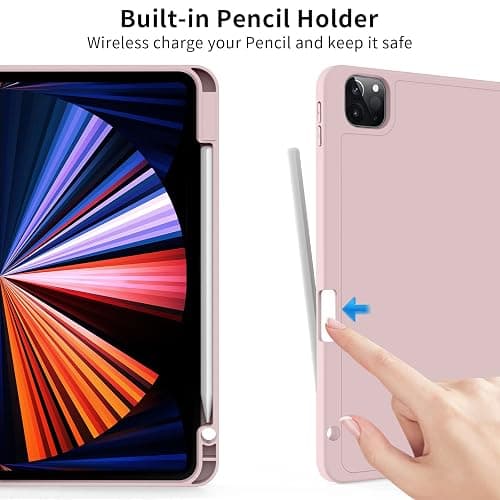 kenke Case for iPad Pro 11 Inch 4th/3rd/2nd Generation (2022/2021/2020) with Pencil Holder, Slim Trifold Smart Cover with Soft TPU Back, Support 2nd Gen Pencil Charging, Auto Sleep/Wake, Pink thumbnail 5