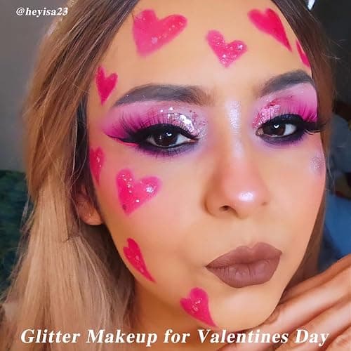 MEICOLY Pink Body Glitter Stick,Pink Face Glitter Sparkly Hair Glitter,Pink Accessories for Spirit Week,Singer Concerts Lover Heart Glitter Makeup,Mermaid Glitter Face Paint,Waterproof thumbnail 2