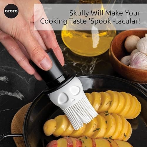OTOTO Skully Basting Brush - Food Basting Brush for Cooking, Halloween Gifts, Gothic Kitchen Brush, Spooky Gifts, Skull Kitchen Accessories thumbnail 4