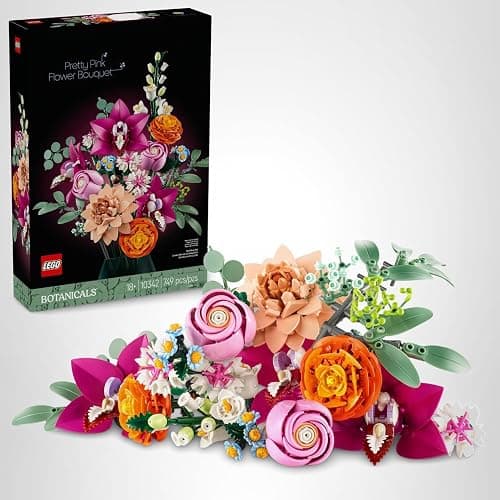 LEGO Botanicals Pretty Pink Flower Bouquet Building Set for Adults - Gifts for Birthdays - Artificial Flowers for Decor or Table Display - 10342 thumbnail 9