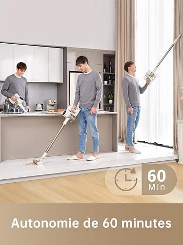 dreame R10 Aspirateur Balai sans Fil, Aspiration puissante de 120AW, Autonomie de 60 Min, Filtration avancée, Brosse Multi-Surfaces avec éclairage LED Idéal pour ménage, Poils d'animaux et Tapis thumbnail 7