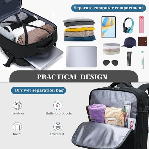 Bagage Cabine 45x36x20 pour Easyjet Sac À Dos Voyage Cabine Avion 30L Sac 45x36x20 Bagage a Main Avec Compartiment Séparé pour Ordinateur Portable 15,6 Pouces Avec Pochette Antivol thumbnail 4