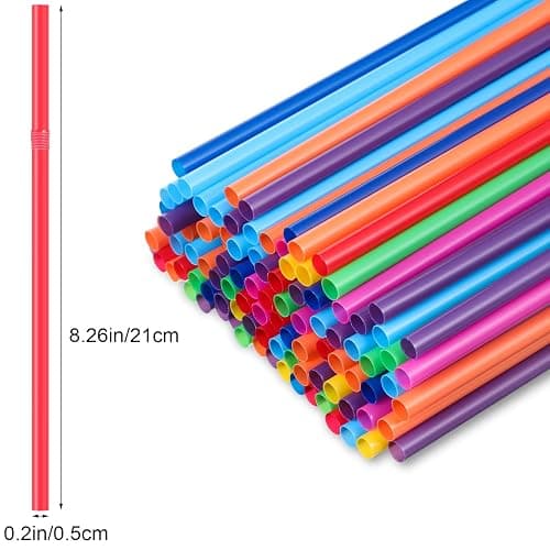 Patelai 10.6 Inch Clear Plastic Straw Dispenser and 100 Pcs Drinking Straw Organizer Container with Stainless Steel Lid Transparent Drinking Holder(Classic,Neon) thumbnail 3