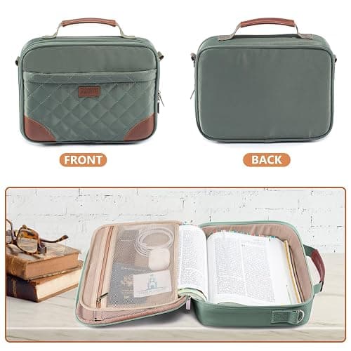 Aplufine Bible Cover for Men-Bible Case for Women-Medium Bible Bags and Totes-Large Bible Carrying Case-Bible Carrier with Shoulder Strap,Detachable Pen Loops for Bible Accessories,Gift Men Women thumbnail 4