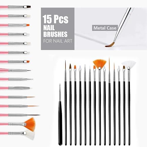 Nail Stand for Press Ons, 15Pcs Nail Art Brushes, 5Pcs Dual-Ended Nail Dotting & Sculpture Pens, Nail Stand DIY, Nail Holder for Painting Nails with 96Pcs Reusable Putty, Nail Art Tools thumbnail 3