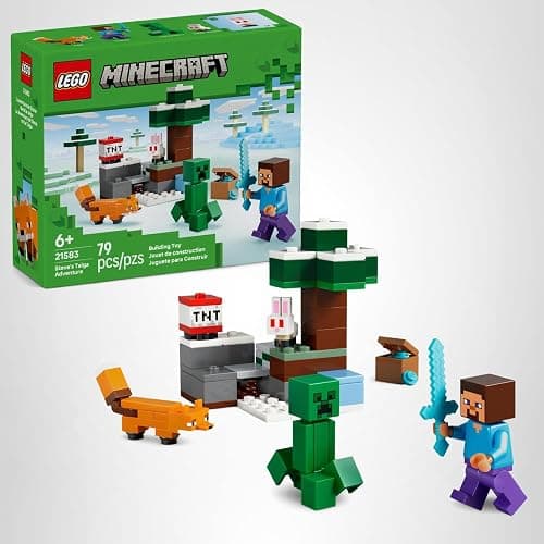 LEGO Minecraft Steve’s Taiga Adventure Building Toy for Boys & Girls - Video Game Playset & Toy Figures for Kids, Ages 6 + - W/2 Minifigures & 2 Pretend Play Animals - Gift Idea for Birthdays - 21583 thumbnail 7