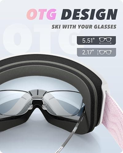RIOROO Skibrille, Snowboard Brille für Brillenträger Herren Damen Erwachsene Jugendliche Doppel-Objektiv 105% UV-Schutz Kompatibler Helm Anti Fog Skibrillen für Skifahren Motorrad Fahrrad Skaten thumbnail 5