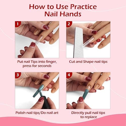 LIONVISON Practice Hand for Acrylic Nails, Silicone Nail Hand Practice, Flexible Fingers Fake Training Hand False Mannequin Hands for Nail Practice, Hand Model Kit for Nail Supplies Manicure Beginners thumbnail 6