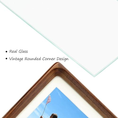 XKIILH 11x14 Picture Frames Walnut Solid Wood with Real Glass Vertical Horizontal Standing Display Photos 5x7/8x10 with Mat or 11x14 Without Mat Lovely Gift for Desk Tabletop Wall Mount H14 thumbnail 5