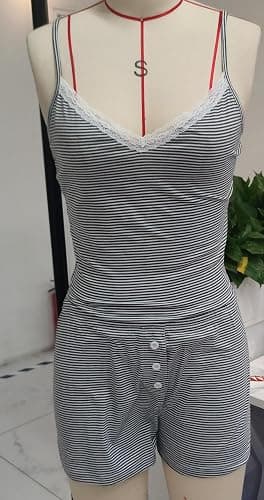 Women 2 Piece Pajama Set Cute Pj Sets Floral Print Lace Trim Cami Tank Top Shorts Teen Girls Sleepwear thumbnail 6