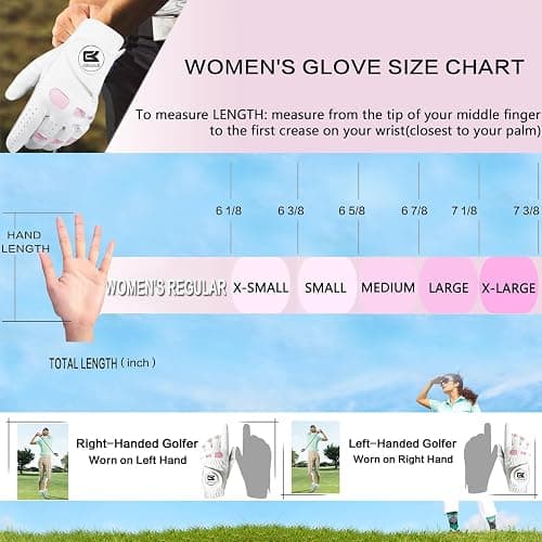 GKandi Golf Gloves Women with Ball Marker 1 Pack | Left or Right Hand Options Available, Stylish Design Soft Comfortable Fit, Durable Leather Palm Extra Grip for Ladies thumbnail 5