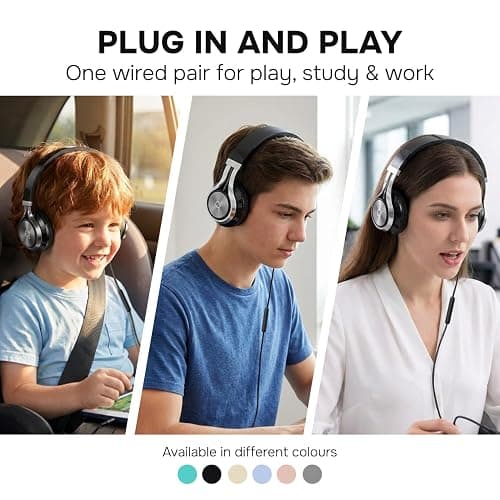 ARTIX CL750 Wired Headphones with Mic — Noise Isolating On-Ear Headphones for Computer and Laptop Wired, Plug in Corded Headphone with Wire (Foldable, Aux Jack 3.5mm) thumbnail 2