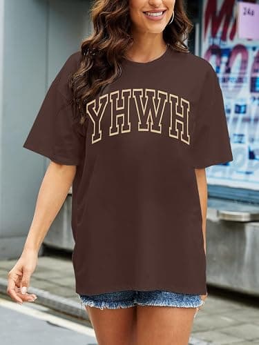 MNLYBABY YHWH Oversized Shirt Women Christian Tshirts Jesus Faith Inspirational Casual Tee Tops thumbnail 4