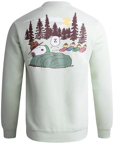 Peanuts Men's Snoopy Sweatshirt - Chest & Back Fleece Pullover Crewneck Graphic Sweatshirt - Long Sleeve Shirts for Men S-XL thumbnail 6