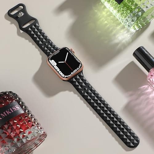 YAXIN Silicone Bands Compatible with Apple Watch 38mm 40mm 41mm 42mm 44mm 45mm 46mm 49mm for Women Men, Slim Thin Narrow Stereoscopic Strap for iWatch Ultra 2/Ultra/Series 10/SE/9/8/7/6/5/4/3/2/1 thumbnail 2