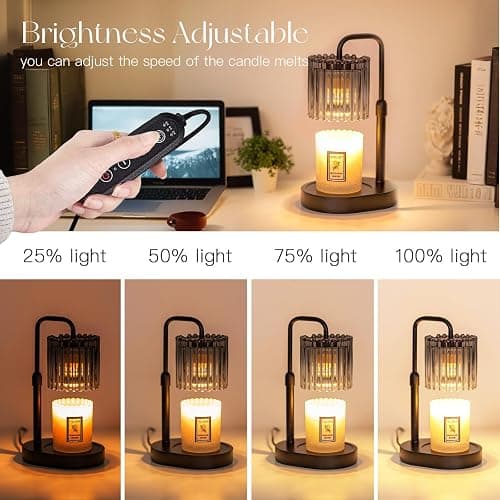 Candeldo Candle Warmer Lamp with Timer: Black Candle Warming Lamp Height Adjustable Wax Melt Warmer Dimmable Modern Farmhouse New Home Bedroom Decor Mothers Day Housewarming Gift for Women thumbnail 6