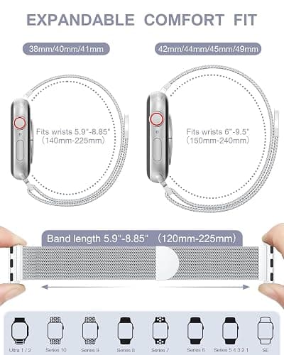 Original Stainless Steel Milanese Loop Compatible with Apple Watch Band 38mm 40mm 41mm 42mm 44mm 45mm 46mm 49mm, Magnetic Clasp Band for iWatch Series 11 10 9 8 7 6 5 4, SE 3 2 1 Ultra3 2, Women & Men thumbnail 5