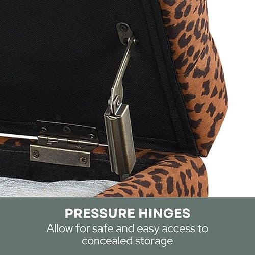 Convenience Concepts Designs4Comfort 5th Avenue Upholstered Storage Ottoman 24" - Contemporary Foot Stool and Seat with Hinged Lid for Living Room, Dining Room, Office, Forest Leopard Print Fabric thumbnail 6