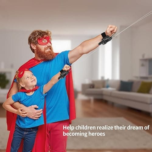 QGHZA 3 Colors Spider Web Shooter with Gloves, USB Charging Web Launcher with 8ft Range Instant Retract Sticky Webs and Suction Cups, Can Grab Small Objects (Black) thumbnail 6