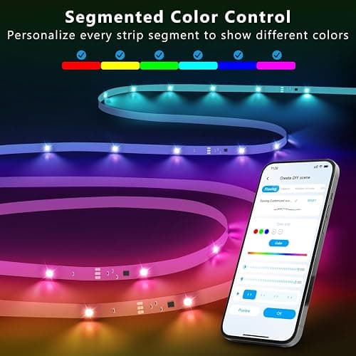 DAYBETTER Smart IC LED Strip Lights, BGRIC LED Lights for Bedroom, DIY Multiple Colors on One Line, App Control Color Changing Strip Lighting Music Sync Home Decor 16.4 ft - BGRIC - 16.4FT thumbnail 2
