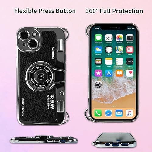 Mscomft Classic Emily in Paris Phone Case,2023 New Vintage Camera Design Case That Looks Like a Camera,for iPhone 14 Camera Phone Leather Bracelet Sling Cover case (Pink, for iPhone 16 Plus) thumbnail 5