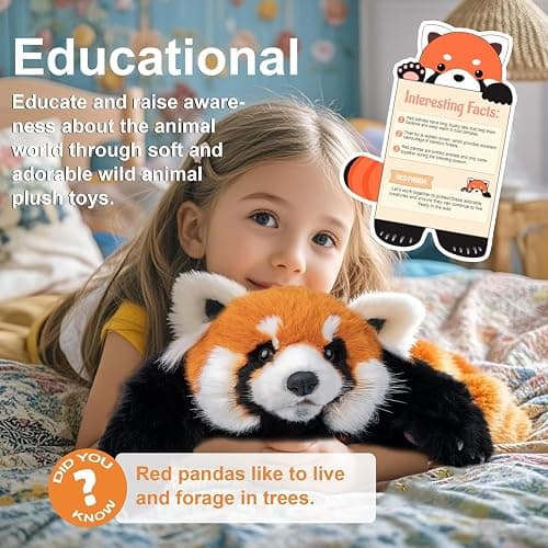 Chongker Cute Red Panda Plush Toy, Weighted Stuffed Animals, Red Panda Plush Animals Collection, Handmade Like Real, Large Size Stuffed Animals thumbnail 4