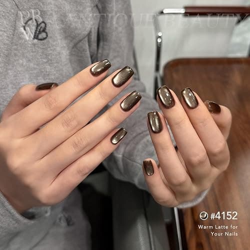 GAOY Glitter Cat Eye Gel Nail Polish Set with Magnet, 6 Colors Brown Green Purple Gold, Holographic Shimmer UV Soak Off Gel Polish for Salon & DIY Nail Art thumbnail 4