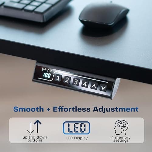 VIVO Electric 60 x 24 in Standing Desk, Memory Height Adjustment, 1B Series, One-Piece Reclaimed Wood Top, Black Frame, DESK-KIT-1B6P thumbnail 6