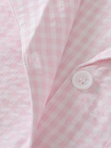Latuza Women's Cotton Long Sleeve Pajama Set Seersucker Button Down Pj Set thumbnail 4