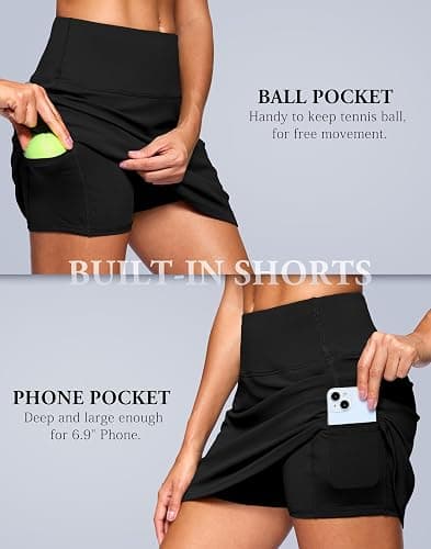 SANTINY 14" Skorts for Women with 2 Pockets High Waisted A Line Casual Pickleball Golf Skort Athletic Tennis Skirt thumbnail 4
