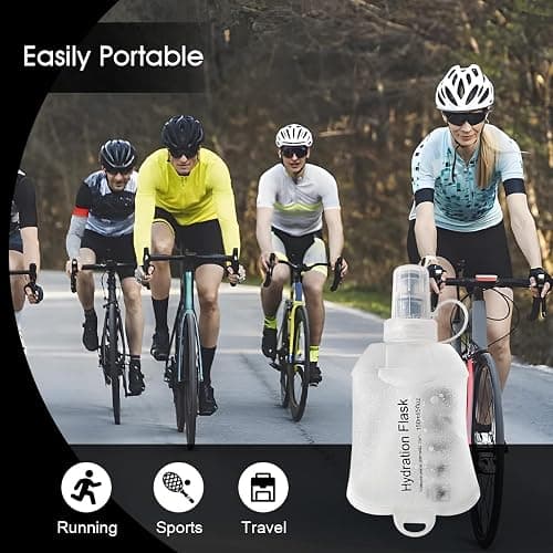 WILDREEDS 500ml Soft Flask, TPU Collapsible Soft Water Bottle for Hydration Pack, Running Vest, Folding Water Bottle for Hiking Cycling Climbing-1Pcs, White thumbnail 6