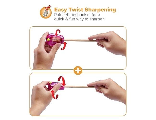 Bostitch Office Pencil Sharpener Twist-N-Sharp Colored Manual Small Pencil Sharpeners Hand Held, 1 Pack, Covered, Pink Portable Handheld Sharpener with Cover, PS1-PINK-EC - Single - Pink thumbnail 5