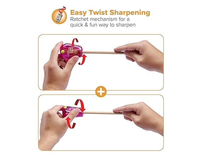 Bostitch Office Pencil Sharpener Twist-N-Sharp Colored Manual Small Pencil Sharpeners Hand Held, 1 Pack, Covered, Pink Portable Handheld Sharpener with Cover, PS1-PINK-EC - Single - Pink thumbnail 5