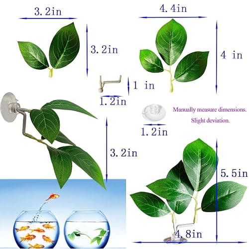 AncBace Fish Leaf Pad Fish Tank Accessories Aquarium Décor Simulating 3 pcs Adjustable Plastic Plants Betta Natural Habitat Playing Spawn Breed Rest Bed with Suction Cup Multi Leaf Design (3) thumbnail 2
