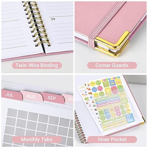 Academic Planner 2026-2027 (8.5" x 11") - Weekly & Monthly Planner (Jul. 2026 - Jun. 2027), Column View Calendar Organizers, Hardcover Agenda Book with Tabs for Office & School, Pink thumbnail 6