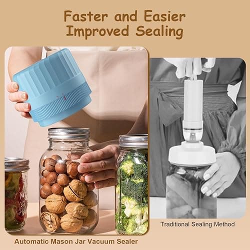 HTPOW Fully Automatic Mason Jar Vacuum Sealer Kit, Auto Stop Mason Jar Vacuum Sealer Kit, Jar Vacuum Sealer for Mason Jars, Jar Vacuum Sealer, A Must-Have for Canned Foods Pantry Canning Pickling thumbnail 7