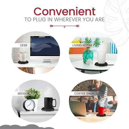 Candle Warmer Plate Safely Releases Scents Without a Flame- Used as Candle Jar Warmer, Candle Melter, Coffee Warmer, Mug Warmer, Cup Warmer in Your Home & Office (Black) thumbnail 4