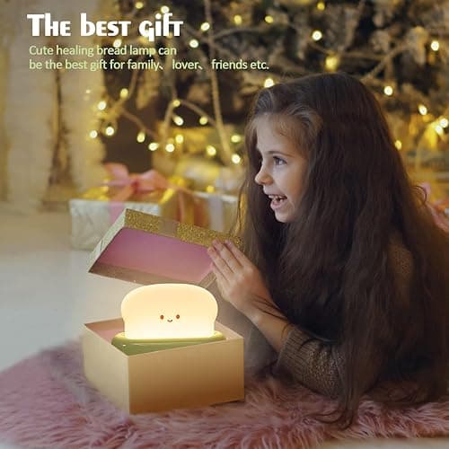 QANYI Desk Decor Toaster Lamp, Rechargeable Small Lamp with Smile Face Toast Bread Cute Toaster Shape Room Decor Night Light for Bedroom, Bedside, Living Room, Dining, Desk Decorations, Gift thumbnail 3
