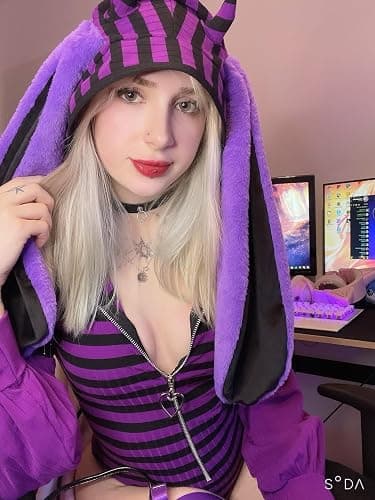 KORURACLUB Bunny lingerie Cosplay lingerie Stripe Costume Demon Bunny Sexy Bodysuit jail costume thumbnail 5