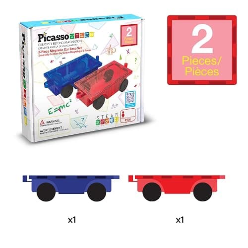 PicassoTiles 2 Piece Car Construction Vehicles Truck Toys for Magnetic Building Blocks Magnet Toy Kit with Sensory Magnets Re-Enforced Hitch & Long Bed Travel Educational Girls Boys Toddlers Ages 3+ thumbnail 2