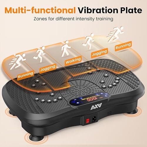 AXV Vibration Plate Fitness Platform Exercise Machine Vibrating Lymphatic Drainage Shaking Full Body Shaker Workout Vibrate Stand Shake Board Sport Gym for Weight Loss Fat Burner for Women Men - SLIM-BLACK thumbnail 8
