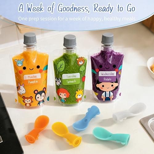 Infant Feeding Essentials & Baby Food Pouches Attachable Toppers: Seamless, Non-Drip Spoons for Baby's Diet, Compatible with Assorted Pouch Forms, Perfect for Infants 3+ Months, Pack of 5 thumbnail 6
