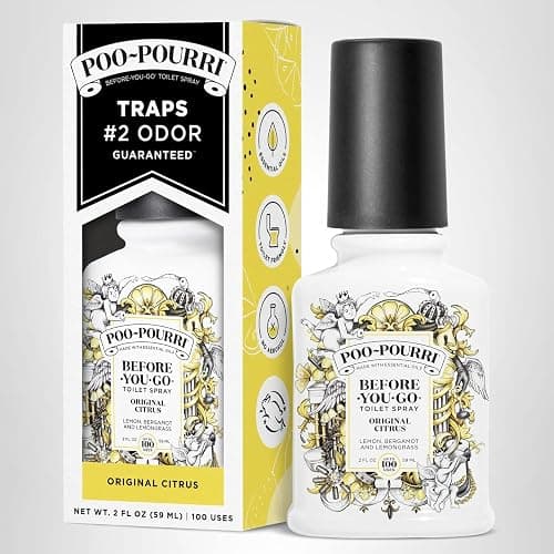 Poo-Pourri Before-You-Go Toilet Spray, Original Citrus, 2 Fl Oz, Up to 100 Uses, Bathroom Odor Deodorizer with Essential Oils for Home or Work, Travel Essentials, TSA Approved Size, Lemon Bergamot thumbnail 10