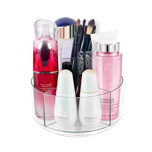 360° Rotating Makeup Organizer Clear Lazy Susan Organizer for Vanity, Cosmetic Display Cases for Bathroom Countertop, Makeup Storage Organizer, Desktop Dresser Sundries Storage Boxes - Image 1