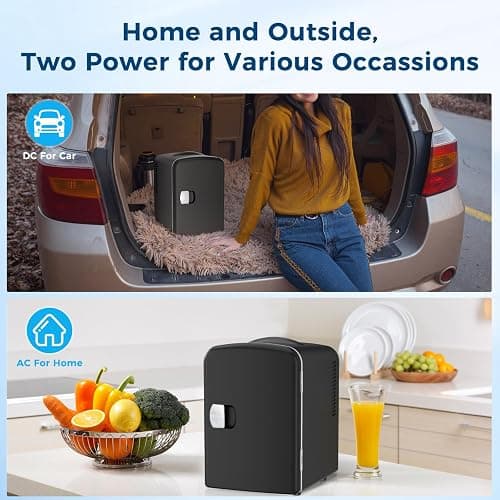 Antarctic Star Compact Refrigerator, Portable Mini Fridge, Skin Care 4L Capacity/6 Cans, for Bedroom, Car, Office & Dorm, Small Cooler for Cosmetics, Beverage and Food, Black thumbnail 2